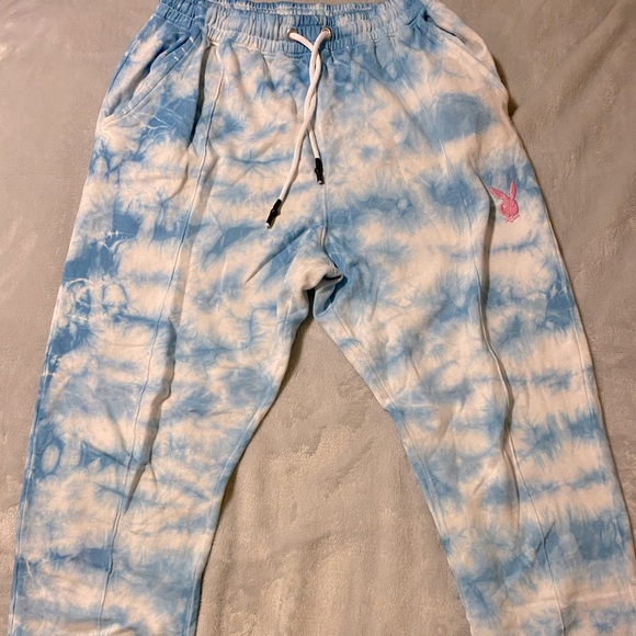 PlayboyXMissguided Blue Tie Dye Joggers - Picture 2 of 5